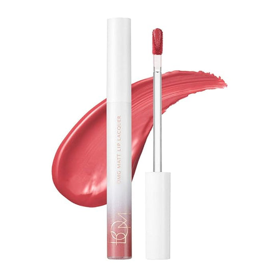 bom OMG Matte Lip Lacquer #F4F Waterproof Long Wearing Coral Liquid Lipstick, Matte Finish, Full Coverage 0.14 oz