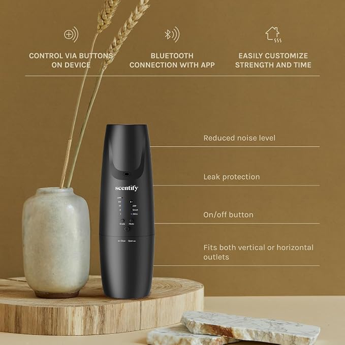 Scentify Plug-in Diffuser V2 - for Home, Office, Spa - Aromatherapy Bluetooth App Control - Waterless Quiet Aroma Essential Oil - 800 sq. ft - 100ml Bottle
