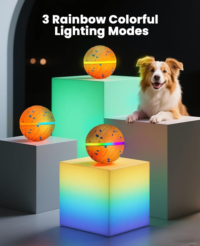 Xeuch Smart Interactive Dog Balls, Automatic Moving Bouncing Ball, E-TPU Material, Motion Activated Rotating Toy for Dogs Puppies, Enrichment & Stimulation Toys for Indoor & Outdoor (Orange)