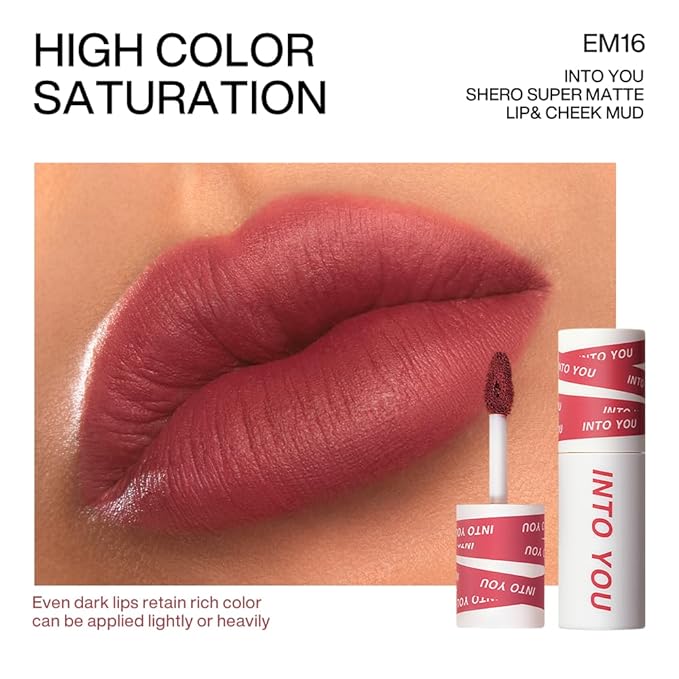 INTO YOU Matte Lipstick for Women, Matte Red Lipstick Long Lasting, Multi-Purpose for Lips and Cheek, Non-Stick Cup Not Fade Lip Stain Makeup Cosmetics Official Directly (EM16)