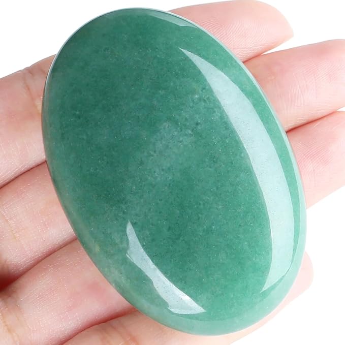 MAIBAOTA 2.4" Large Green Aventurine Crystal Stone Polished Palm Stone Healing Crystals 0.7" Thick Natural Reiki Gemstone Worry Stone Energy Balancing Anxiety Stress Relief Meditation 1 Pc