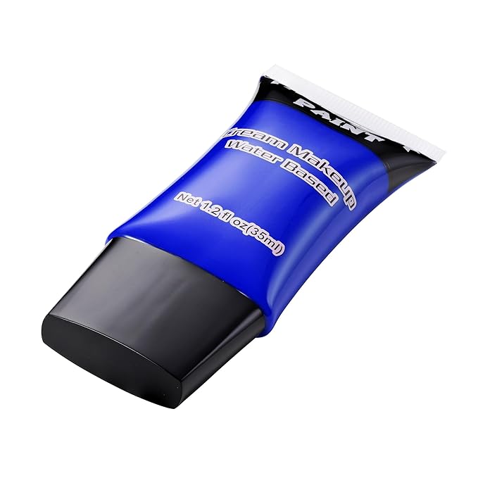 CCbeauty Blue Face Paint, Cream Face Painting Kit, Professional Water Based Body Paint, Full Coverage Foundation Makeup, Halloween SFX Makeup For Clown Joker Avatar Corpse Mystique Mermaid Costume