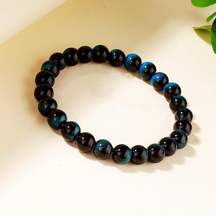 Evil Eye with Hematite Black Obsidian Tiger Eye Stone Triple Protection Bracelets for Men Women, Crystal Healing Stone Bracelet Bring Luck Prosperity and Happiness Jewelry
