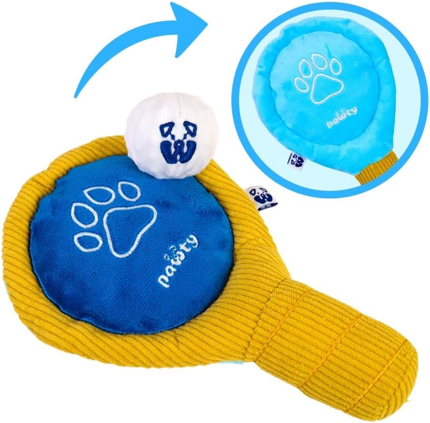 PAWTY Pickleball Set Dog Toy – Plush Pickleball Paddle with Bouncy Ball – Funny Interactive Fetch & Tug Toy for Dogs – Sports-Themed Dog Toy Set for Small & Medium Dogs