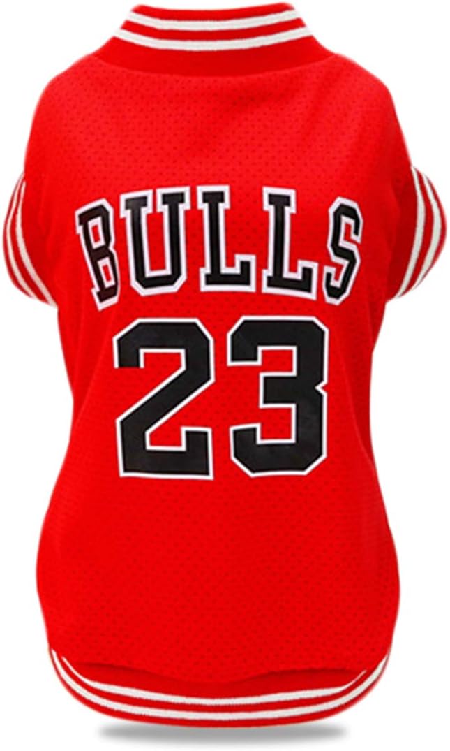 Dog Clothes Basketball Mesh Breathable T-Shirt,Pet Clothes Puppy Sportswear Spring/Summer Fashion Dog Shirt. (Red, Small)