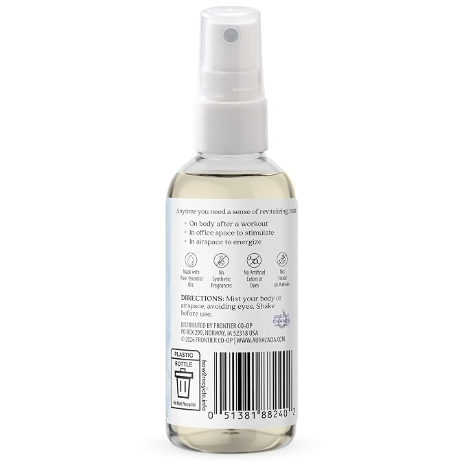 Aura Cacia Room and Body Mist, Refreshing Peppermint, 4 Fluid Ounce