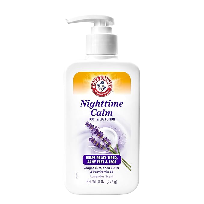 Arm & Hammer™ Nighttime Calm Foot & Leg Lotion with Magnesium - Lavender Scented Cream - 8oz. Hydrating & Moisturizing Magnesium Lotion with Shea Butter & Provitamin B5 for Sleep Routine