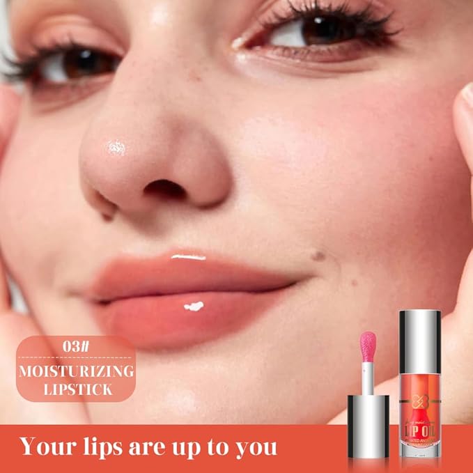 Hydrating Lip Oil, Nourishing Lip Lacquer with Non-Sticky Formula, Color Changing, 0.35 Ounce (3#, 1 Count (Pack of 1))