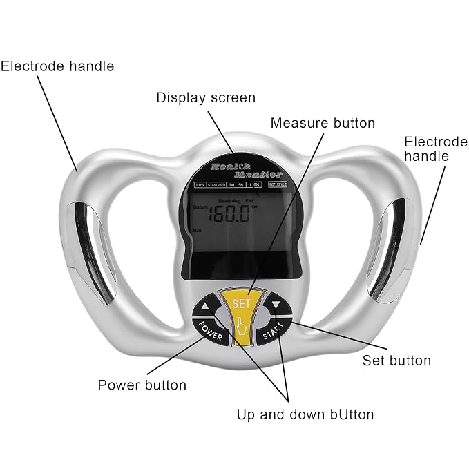 Handheld Body Fat Loss Monitor Smart Body Fat Scale BMI Meter Fat Analyzer Monitor Measure Device for Fitness Bodybuilding Muscle Gain Weight Loss