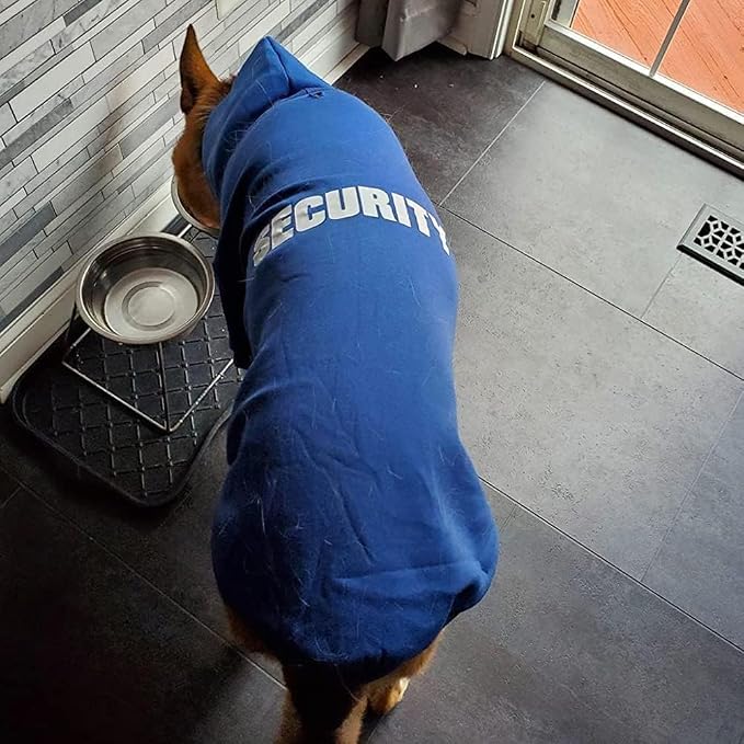BINGPET Security Dog Hoodie, Pet Sweater Clothes with Leash Hole, Blue | Warm Dog Sweatshirt for Small Medium Large Dogs, All-Season Cold Weather Comfort & Fit, Soft Winter Hooded Pullover Outfit