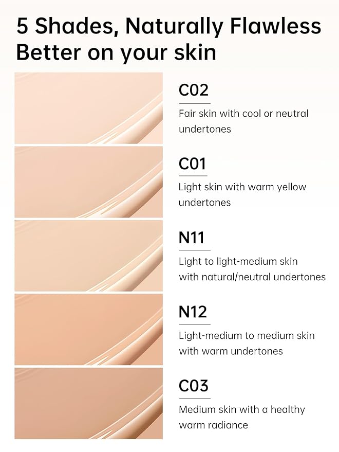 Catkin Phoenix Cushion Foundation Buildable Coverage Anti-Aging Serum Makeup, Sheer Satin Finish, Refill Included, Light Beige 0.46 Oz x 2, N12 NATURAL BEIGE