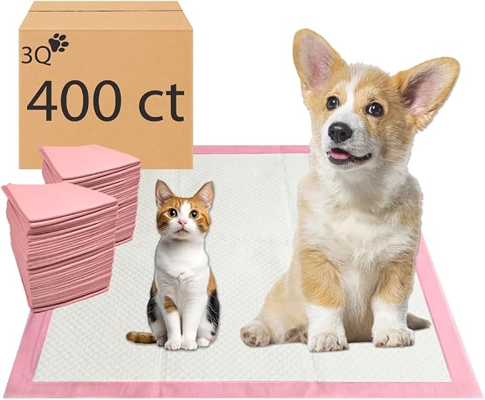 Puppy Pee Pads Pink 400 Count 22x22 Inch Dog Potty Training Pads | Leak-Proof Quick Absorb 6-Layer Design for Pet Pissing Weewee Training, Ideal for Puppies, Cats, Rabbits and Guinea Pigs