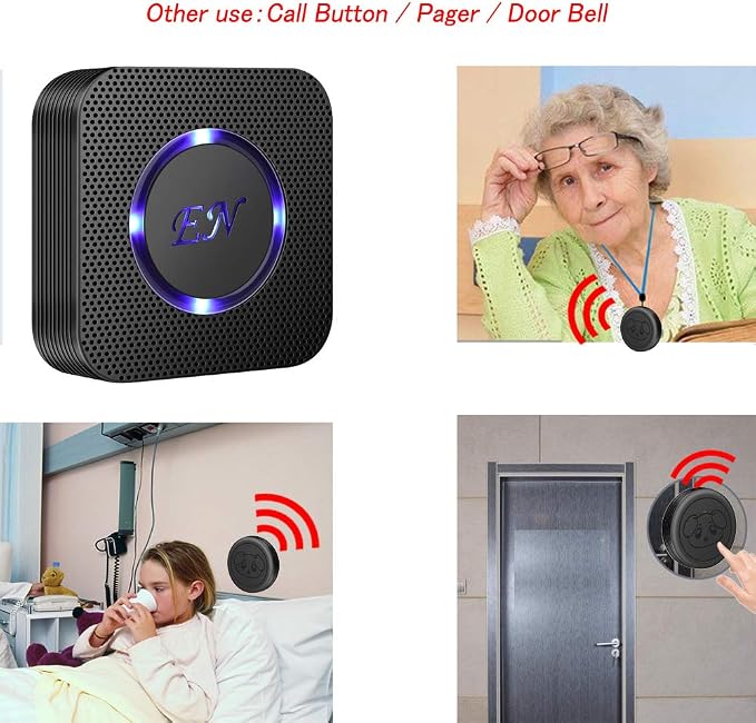 Dog Door Bell, Wireless Doggie Doorbells for Potty Training, Door Bell for Dogs to Go Outside, Dog Bells with 1 Receiver and 2 Waterproof Transmitters
