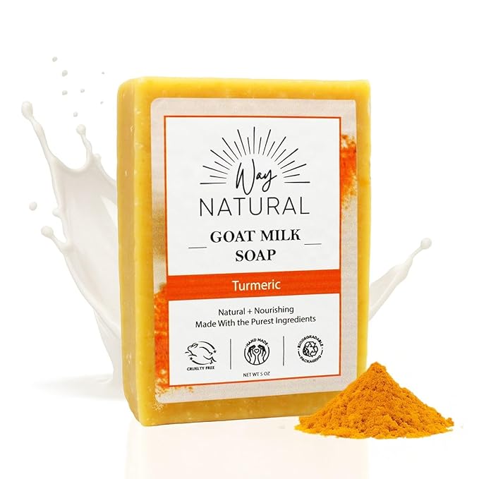 Goat Milk Soap Bar, Turmeric - Premium, Handmade w/Real Milk in USA - Large (5oz) Hand & Body Goat Soap - Dry Skin, Gentle, No Dyes