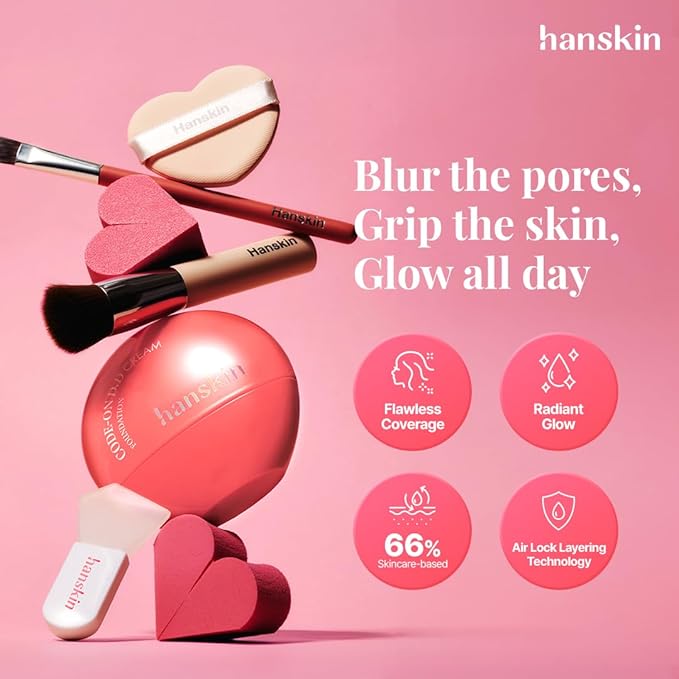 Hanskin Code on Double D Cream Foundation, Full Coverage Korean Liquid Skin Tint Foundation, Semi-Matte Finish, Lightweight Pore-Perfecting Base, 1.18 Fl Oz (52NC DEEP COCOA)