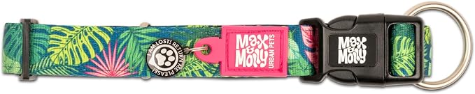 Max & Molly Smart ID Dog Collar with Gotcha! QR Safety Tag and Custom Pet Profile, Soft Padded Neoprene, Waterproof, Tropical, Medium (13-21")