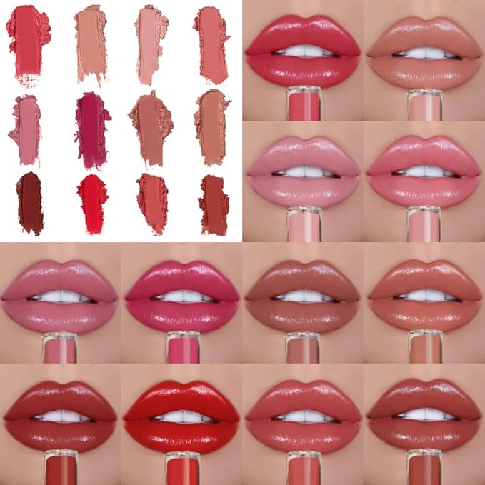 12 Color Cream Lip Gloss Lipstick Portable,Upgraded Waterproof Long-Lasting Moisturizing Lip Lipsticks for Daily Use,Non-Stick to Cup Natural Lipsticks for Home Travel Women (5)