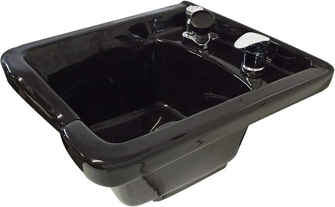 Square Black CERAMIC Wall Mounted Beauty Salon Shampoo Bowl TLC-B41W