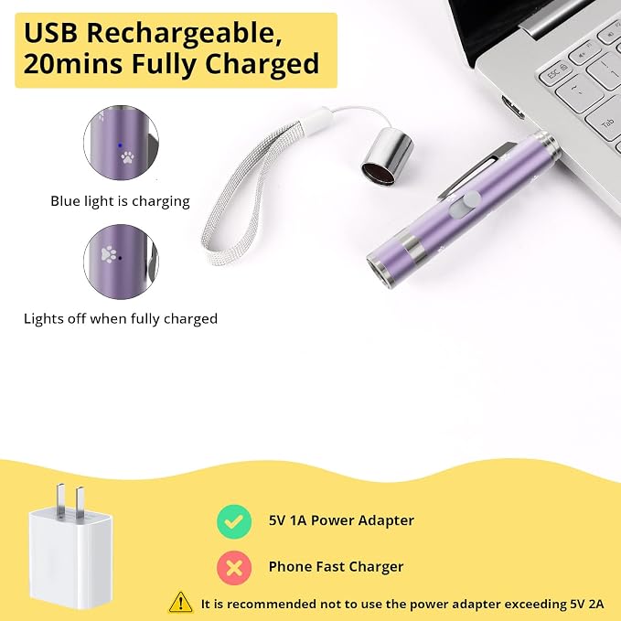 Cat Toys, Rechargeable, Interactive USB Chase Toy for Cats & Kittens
