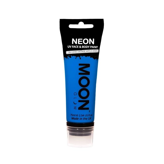 Moon Glow Supersize 2.54oz Blacklight Neon UV Face & Body Paint - Intense Blue - with Sponge applicator