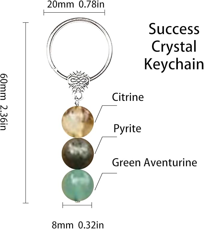 Healing Crystal Keychain Bracelet Set Healing Stones Anxiety Relief Natural Crystal Keychain for Women