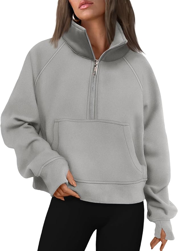 AUTOMET Womens Sweatshirts Half Zip Fleece Pullover Fall Outfits | Fall Fashion Clothes 2026,Cropped Sweatshirts,Cute Y2k Tops,Quarter Zipper Sweater,Winter Loungwear Outfits