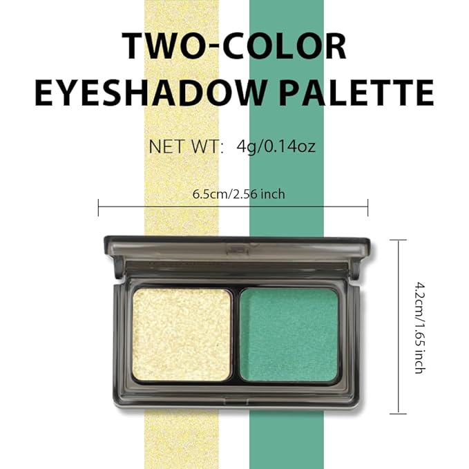 2 Color Shimmer & Matte Eyeshadow Palette Makeup, Gold Shimmer & Emerald Green Matte Shades eye shadow for Womam Halloween Birthday Party Wear, Vegan & Cruelty-Free