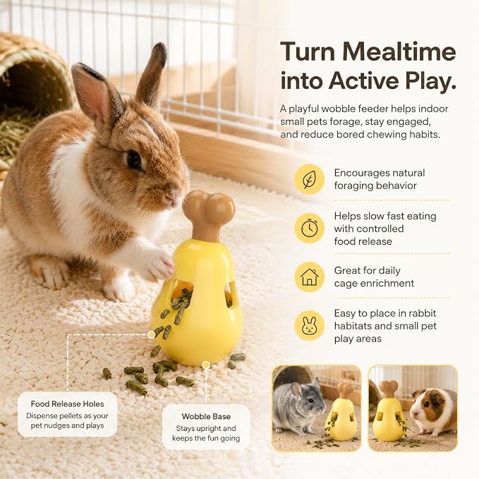 2pcs Rabbit Foraging Toy,Interactive Treat Dispenser Puzzle Toy,Treat Dispensing Feeder to Prevent Boredom,Small Animal Enrichment Toy for Bunny Guinea Pig Hamsters Chinchilla