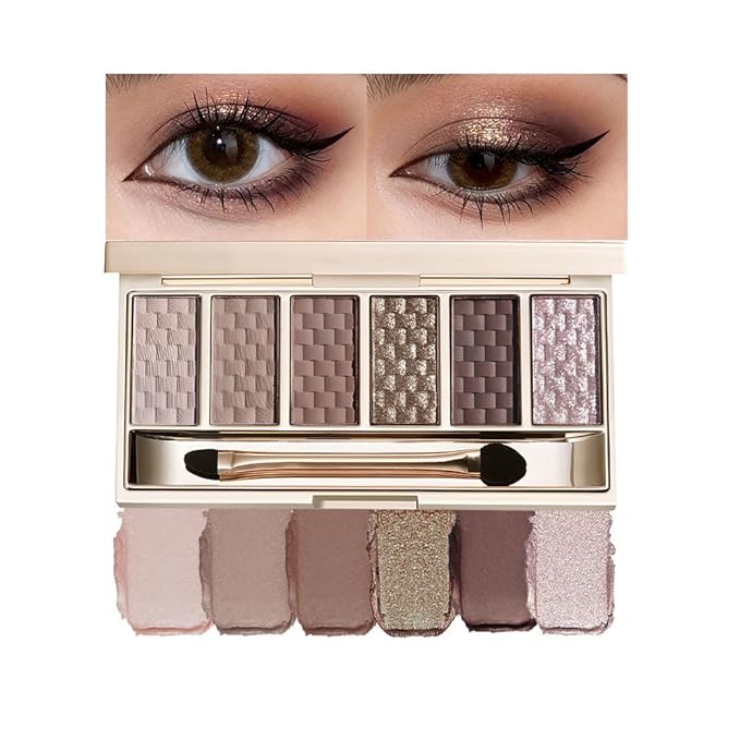 Cool Taupe Grey Nude Eyeshadow Palette – 6 Matte & Shimmer Shades, High-Pigment Blendable Long-Lasting Smokey Eye Shadow for Natural Everyday Makeup, Soft Glam & Mature Eyes, Paleta de Sombras de Ojos