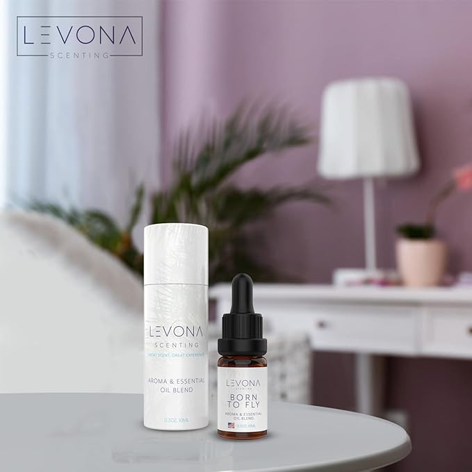 Levona Scent Essential Oil - Aroma for Home, Office, Hotel & Spa, Ideal for Humidifiers & Diffusers, Fragrance with Aldehydic Scent, Lemon, and Aqua Marine - 10ml / 0.33 fl oz, Born to Fly