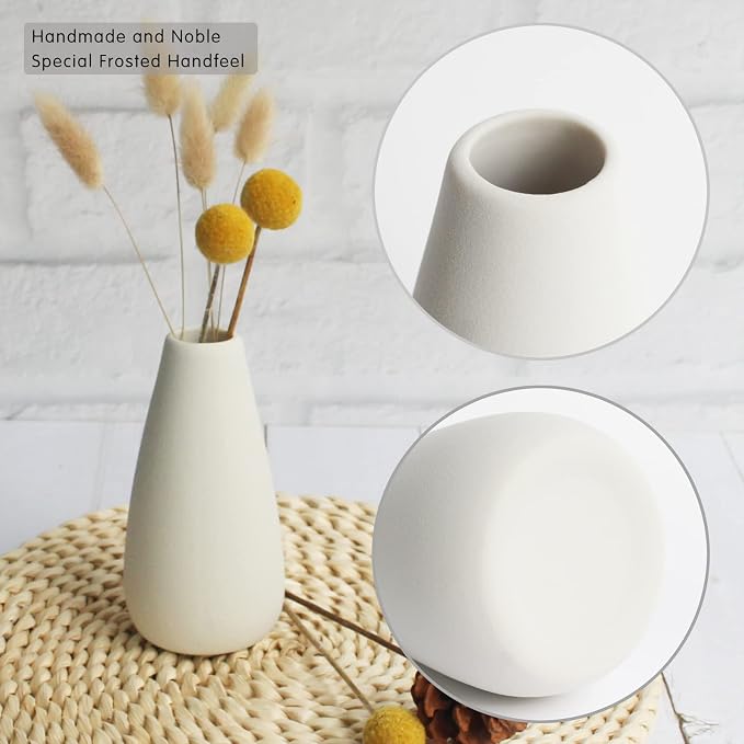 YANLING 6 Pack Small White Vase for Home Decor, 5 in Modern Ceramic Vases | for Pampas Grass, Boho Vase White Vases for Dried Flowers, Wedding Dinner Table Party
