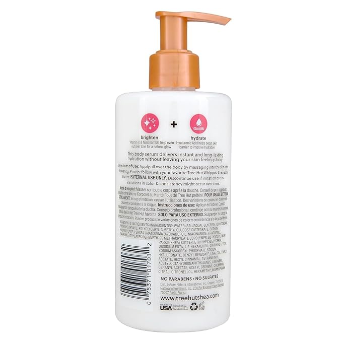 Tree Hut Pink Champagne Hydraglow Body Serum, Brighten & Hydrate, with Hyaluronic Acid, Vitamin C & Niaciamide, 11 Oz.