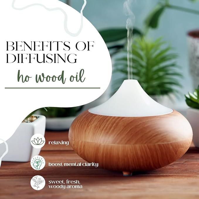 Ho Wood Essential Oil - 5 ml - 100% Pure & Natural - Amber Glass Bottle w/Euro Dropper - GreenHealth