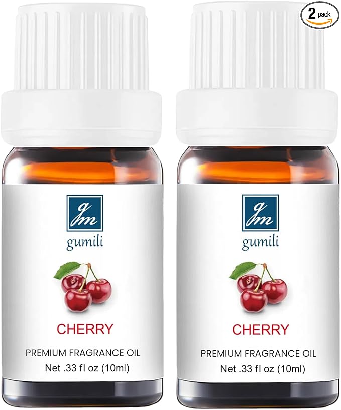 GM Gumili Cherry Essential Oil - Natural Fragrance for Aromatherapy, Body, Perfume Making, Candles, Soap, Room Spray, Diffuser Blends - Pure Home Fragrance, 10mL Undiluted - Pack of 2