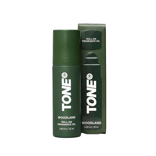 TONE Roll-on Fragrance Oil for Men, Woodland, Fragrance Oil with Notes of Vanilla, Cedar, and Cypress, 0.85 fl oz