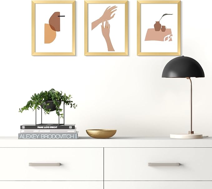 upsimples 8.5 by 11 Picture Frame, Gallery Wall Frames Set of 5, Gold | Photo Frame Collage Wall Decor, 6x8 Picture Frame with Mat for Family, Wedding, Certificate, Diploma, Graduation, Christmas