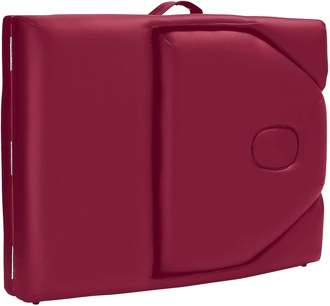 Saloniture Professional Portable Massage Table with Backrest - Burgundy