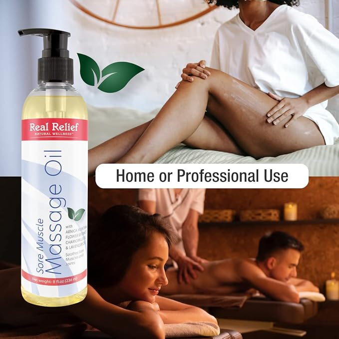 Arnica Massage Oil with Chamomile & Lavender Essential Oils, for Massage (Personal or Professional Use), 8 fl. oz.