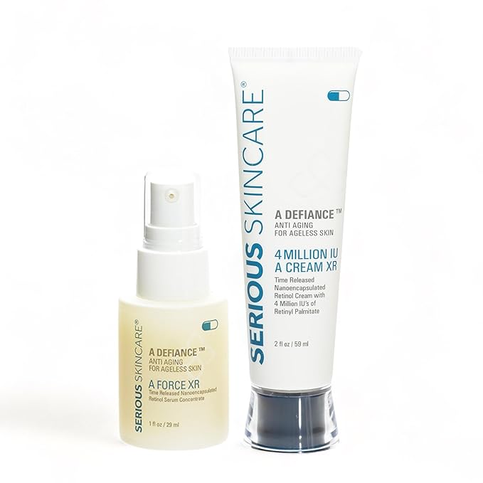 Retinol Fine Lines and Wrinkles Skin Care Set - A Force XR Serum and A Cream XR Moisture Cream for Face - Anti-Aging - Minimize Post Acne Marks - Resurface and Hydrate - Serious Skincare