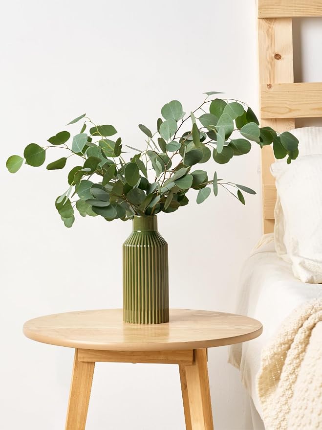 STHIE 8 Inches Ceramic Flower Vase, Green Vases for Centerpieces | Flambé Reactive Glaze,Minimalist Modern Home Decor, Pampas Grass Vase for Table, Fireplace, Shelf, Mantel, Entryway