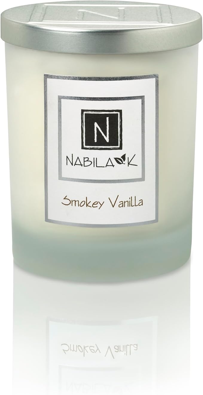Nabila K – Smokey Vanilla - Soy-Based Candle – Anise, Nutmeg, Spicy Clove, Ginger, Sweet Vanilla, Amber - Hand-Poured - Cotton Wick - Aromatherapy Candle w/Essential Oils - Made in USA - 14 oz