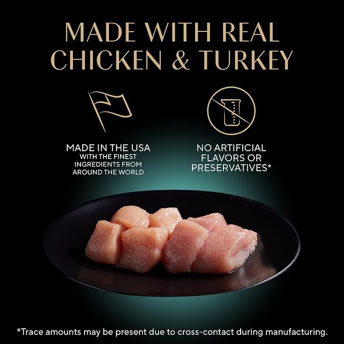 Sheba Perfect Portions Pate Wet Cat Food, Poultry Pack, 2.6 oz, 12 ct, 2pk | Grain-free, made in USA, Chicken & Turkey, no fillers, real meat, complete & balanced all life stages, twin-pack trays