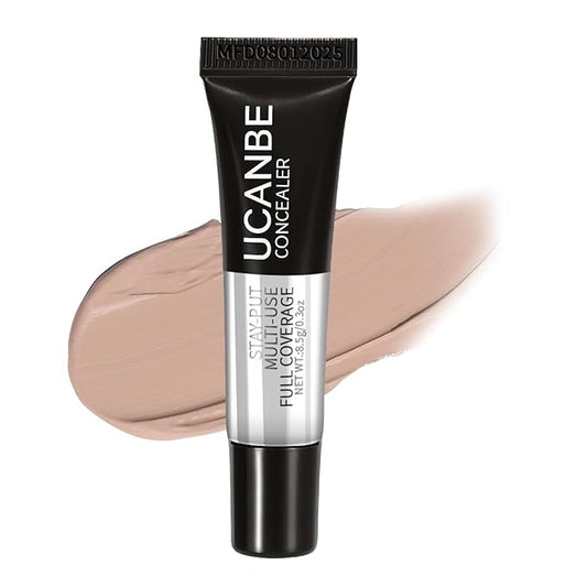 UCANBE Stay-Put Full Coverage Concealer, Long-Wear Waterproof, Under Eye Brightener Concealer, Color Corrector for Dark Circles, Acne, Blemishes, Redness Color Correcting Cream (03 LIGHT BEIGE)