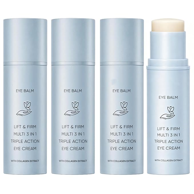 Korean Under Eye Balm, Hydrating Eye Balm Stick for Mature Skin, Collagen-Infused Multi Balm, Firming and Smoothing Eye Care Stick, Lightweight 3-in-1 Formula for Fine Lines (3pcs)