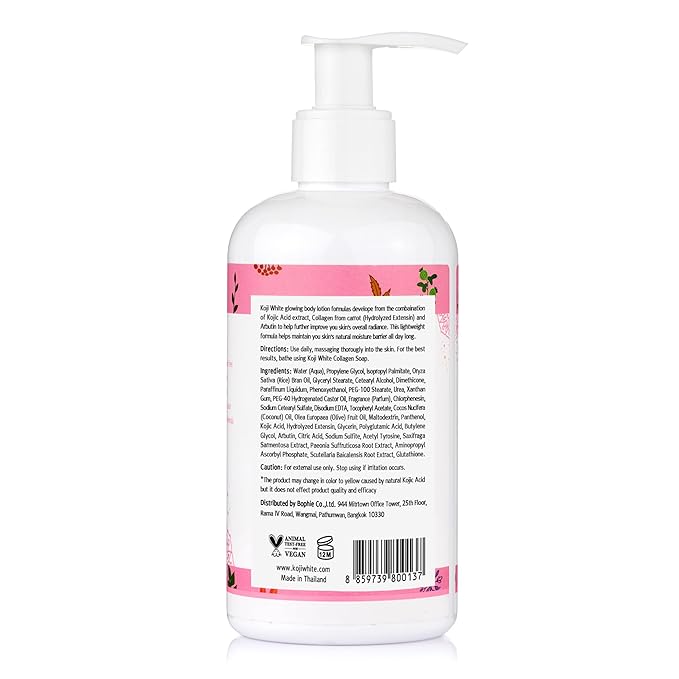 Koji White Kojic Acid & Collagen Body Lotion - Hydrated & Radiant Skin with Arbutin, Deep Moisturizing, Nourishing Care for Smooth & Healthy-Looking Skin – Vegan, 8.45 Fl Oz (1 Bottles)