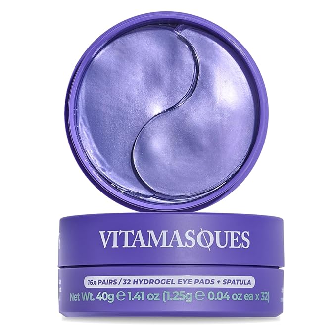 Vitamasques Lavender Hydrogel Eye Pads For Puffy Eyes & Dark Circles - Refresh in 15 minutes - Formulated in Korea - 16 Pairs / 32 HydroGel Eye Pads