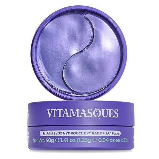 Vitamasques Lavender Hydrogel Eye Pads For Puffy Eyes & Dark Circles - Refresh in 15 minutes - Formulated in Korea - 16 Pairs / 32 HydroGel Eye Pads