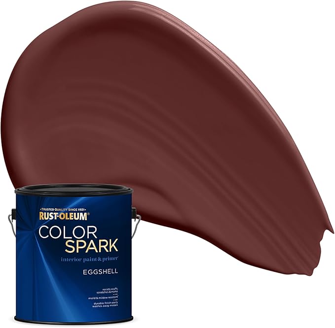 Rust-Oleum Color Spark Interior Paint and Primer in One, Eggshell, Chocolate Cherry, 1 Gallon