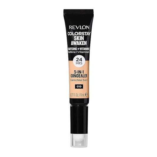 Revlon ColorStay Skin Awaken 5-in-1 Concealer, Lightweight, Creamy Longlasting Face Makeup with Caffeine & Vitamin C, For Imperfections, Dark Circles & Redness, 010 Vanilla, 0.27 Fl Oz