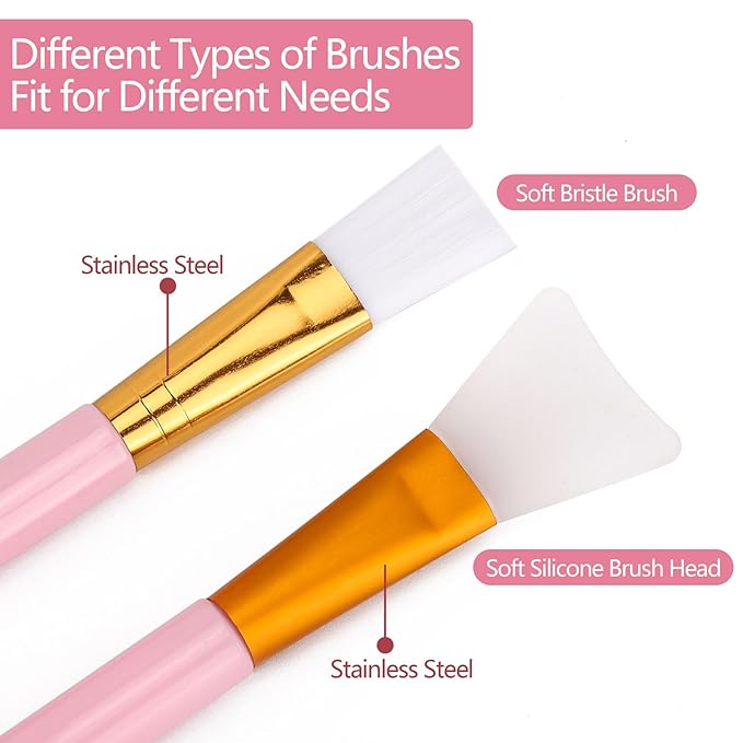 Tecbeauty Face Mask Mixing Bowl Set, 10 Pcs DIY Facemask Mixing Tool Kit with Silicone Facial Mask Bowl Brushes Stick Spatula Measuring Cup (Pink)